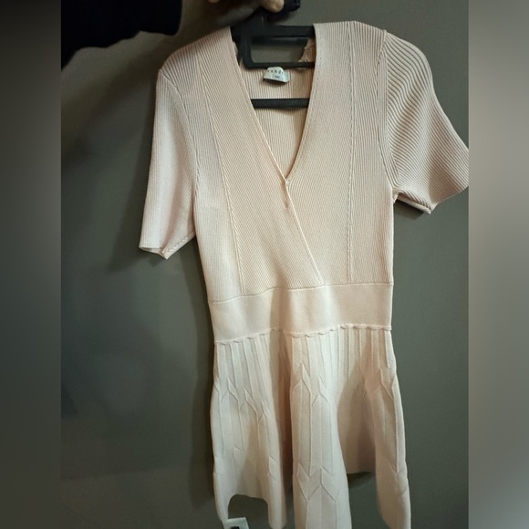 Sandro Esmera Baby Pink Wrap Effect Knit Dress Size 42 - Picture 4 of 5